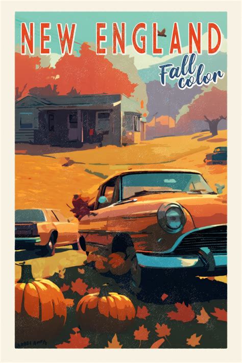 New England Fall Travel Poster Free Stock Photo - Public Domain Pictures