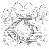 The Railroad Tracks Coloring Page Outline Sketch Drawing Vec sketch template