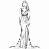 Detailed Long Dress Coloring Page  Stable Diffusion Online sketch template