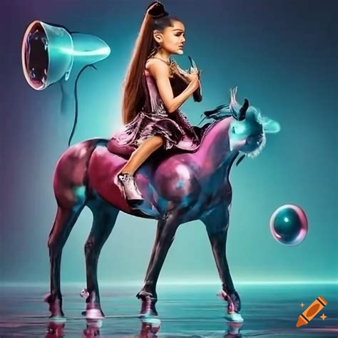 Ariana grande on a mirrorball horse