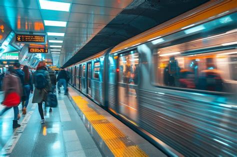 Premium Photo | Blurred motion of busy commuters on train station during rush hours Busy subway ...