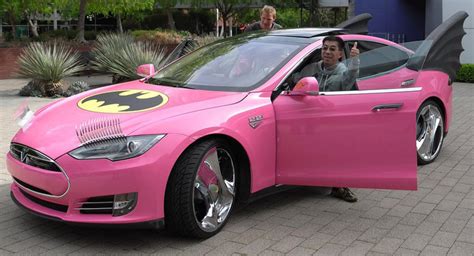 Pink Batman Tesla Model S with Headlight Eyelashes Might be Strangest Yet - TechEBlog