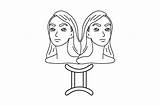Gemini Zodiac Sign Coloring Page SVG Cut  By Creative Fabrica sketch template