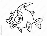 Little funny fish coloring Page Cartoon Illustration Stock  sketch template