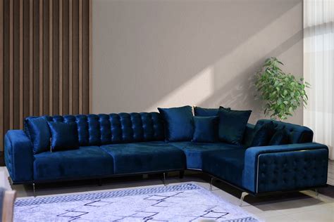 Modern Blue Velvet Tufted Sofa – lifestyle gallery africa