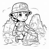 Premium Vector  Black And White Cartoon Illustration Of Kid Boy mining sketch template
