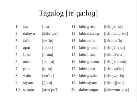 Tagalog Numbers 1-20 - YouTube