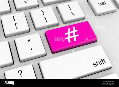 Computer Keyboard with Hashtag Symbol Button Illustration Stock Photo - Alamy