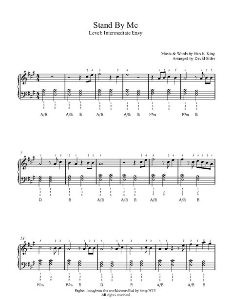 Stand By Me by Ben E. King Piano Sheet Music | Intermediate Level