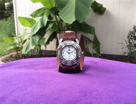 Women's Brown Leather Hourglass Shaped Cuff Watch Cuff Watch, Wrap Watch, White Watch, Hourglass ...