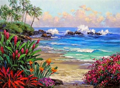 El arte es su máxima expresión : Cuadros de Flores en Paisajes Naturales Pintados con Óleo