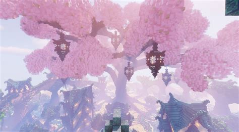 Big sakura tree in middle of fantasy town - Minecraft | Minecraft ...