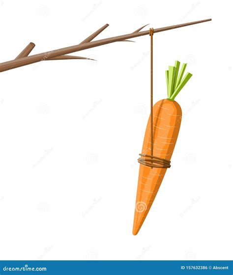 Carrot on a stick stock vector. Illustration of background - 157632386