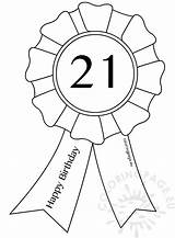21st Birthday Award Ribbon template  Coloring Page coloring sketch template