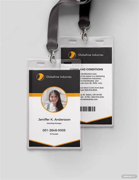 Vertical Employee ID Card Format Template in Illustrator, Word, Pages, PSD, Publisher - Download ...