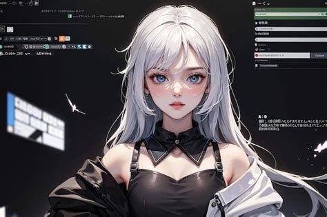 Premium AI Image | Girl with white hair and black clothes anime style