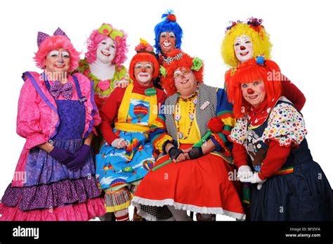 Group of clowns posing isolated over a white background Stock Photo - Alamy