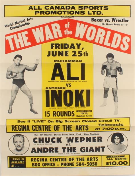 Muhammad Ali vs. Antonio Enoki & Chuck Wepner vs. Andre the Giant "The War of the Worlds" 19x25 ...