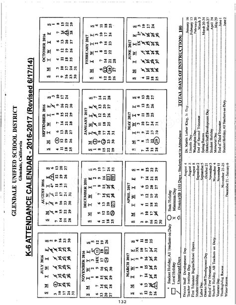 2016 - 2017 District Calendar | Glendale Unified School District ...