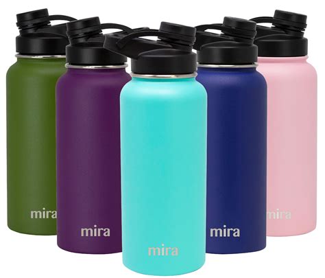 MIRA 32 oz Stainless Steel Insulated Sports Water Bottle | Metal ...