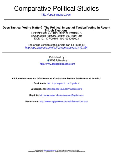 (PDF) Does Tactical Voting Matter?The Political Impact of Tactical ...