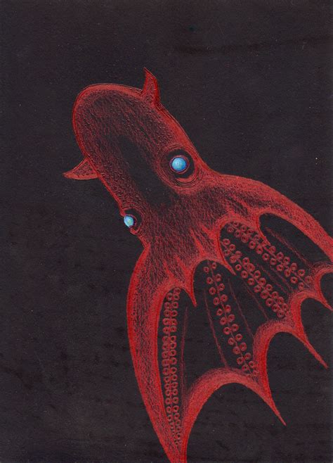 Vampire Squid Deep sea Mysterious living things My illustration :) Vampire Octopus, Vampire ...