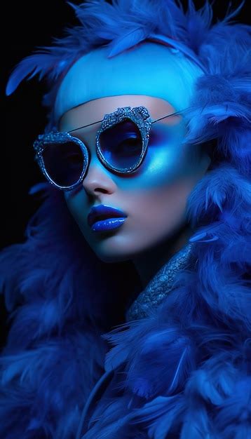 Premium AI Image | A woman wearing a blue cat eye sunglasses