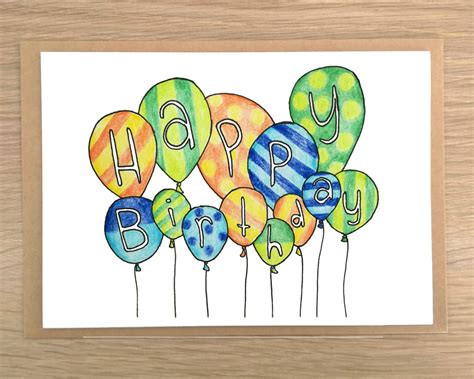 Happy birthday balloons / birthday card / happy birthday / | Etsy