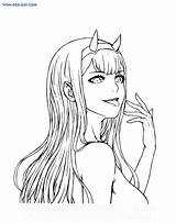 Darling Franxx Coloring Pages Zero Two Wonder Day Sketch Page sketch template