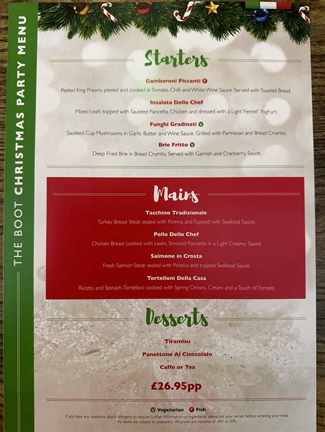 Christmas Menu — Boot Bracknell