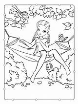Coloring girl riding In Hammock Garden 46263004 Vector Art At Vecteezy sketch template