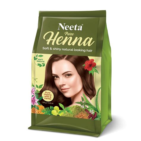 Neeta Pure Henna with 9 Herbs 100% Natural Henna hair dye color, Soft & Shiny Natural Looking ...