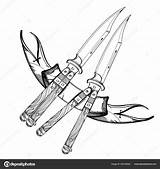 Daggers Contour Drawing Coloring Tattooing Stock Vector Image By  sketch template