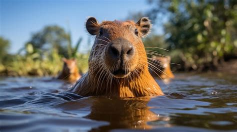 Premium AI Image | Capybara Swimming in Brazil