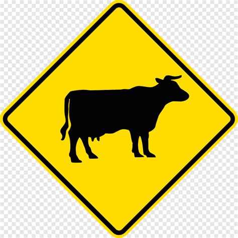 Cattle Warning sign Traffic sign Road Live, cattle, rectangle, logo png | PNGEgg