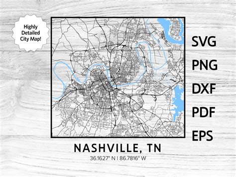 Nashville Tennessee TN City Map Svg Png Dxf Pdf Eps Vector - Etsy