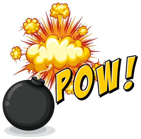 Free Vector | Word pow with bomb explosive