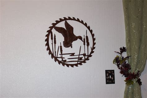 Hand Made Duck In Reeds On Sawblade Metal Wall Art Country Rustic Hunting Home Decor by Say It ...