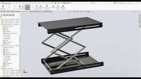 Pneumatic /Hydraulic scissor lift mechanism in solidworks - YouTube