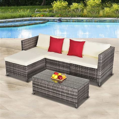 5 Pieces Outdoor Patio Furniture Set, All-Weather Outdoor Small ...