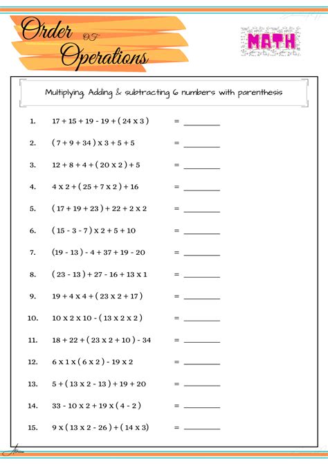 grade 4 math order of operation ii - free order of operations order of operations teaching math ...