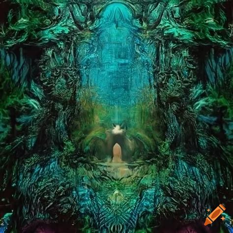 Album cover with abstract jungle design on Craiyon