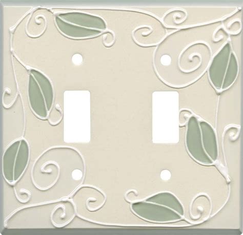 Vine White Ceramic Light Switch Plates, Outlet Covers, Wallplates ...