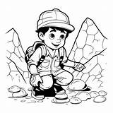 Premium Vector  Black And White Cartoon Illustration Of Kid mining For sketch template