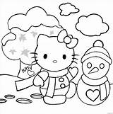 Hello Kitty Making A Snowman Coloring Page  Free Printable Pages sketch template