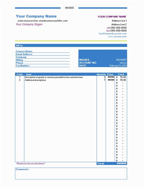 Free Invoice Template Excel Of Invoice Template Uk Excel ...