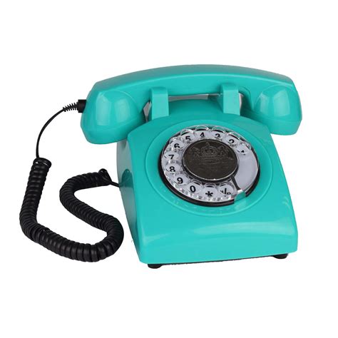 TelPal Blue Retro Landline Phone, Corded Rotary Dial Antique Vintage Phone Decorative Classic ...