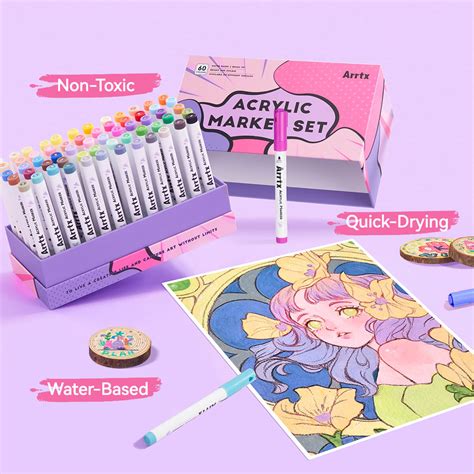 Arrtx Paint Pens 60 Anime Colors Acrylic Marker Brush Tip Art Supplies – ArrtxArt