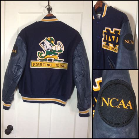 Notre Dame Fighting Irish NCAA Varsity Wool Faux Leather - Etsy | Notre ...