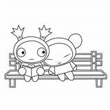 People Sitting On A Bench Coloring Pages sketch template
